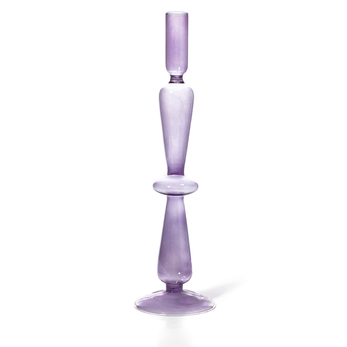Taper Candle Holder - Coloured Glass - Lilac